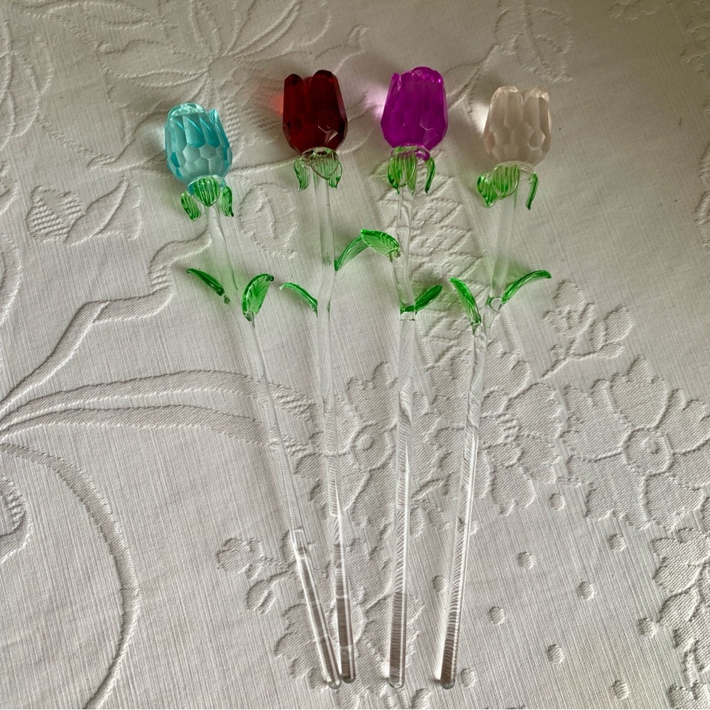 Vintage Crystal Rosebud Stems